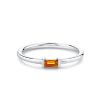 Marrow Fine Jewelry Orange Citrine November Birthstone Baguette Ring [White Gold]