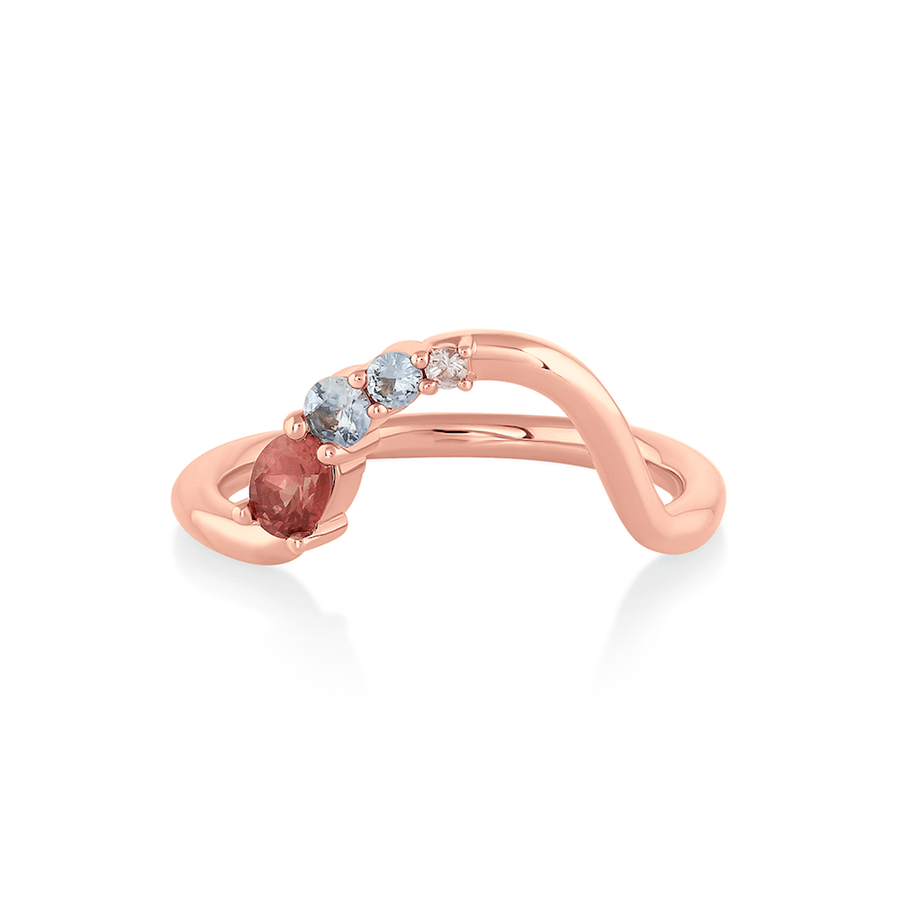 Marrow Fine Jewelry Malawi Orange Blue Green And Pink Sapphire Wave Stacking Band [Rose Gold]