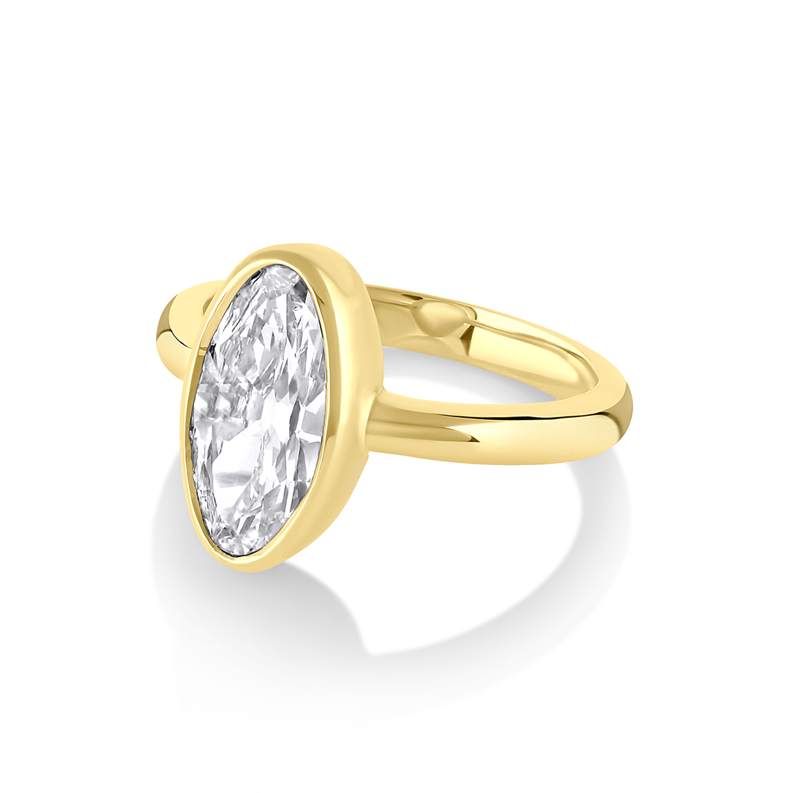 Marrow Fine Jewelry White Diamond Moval Bezel Ring