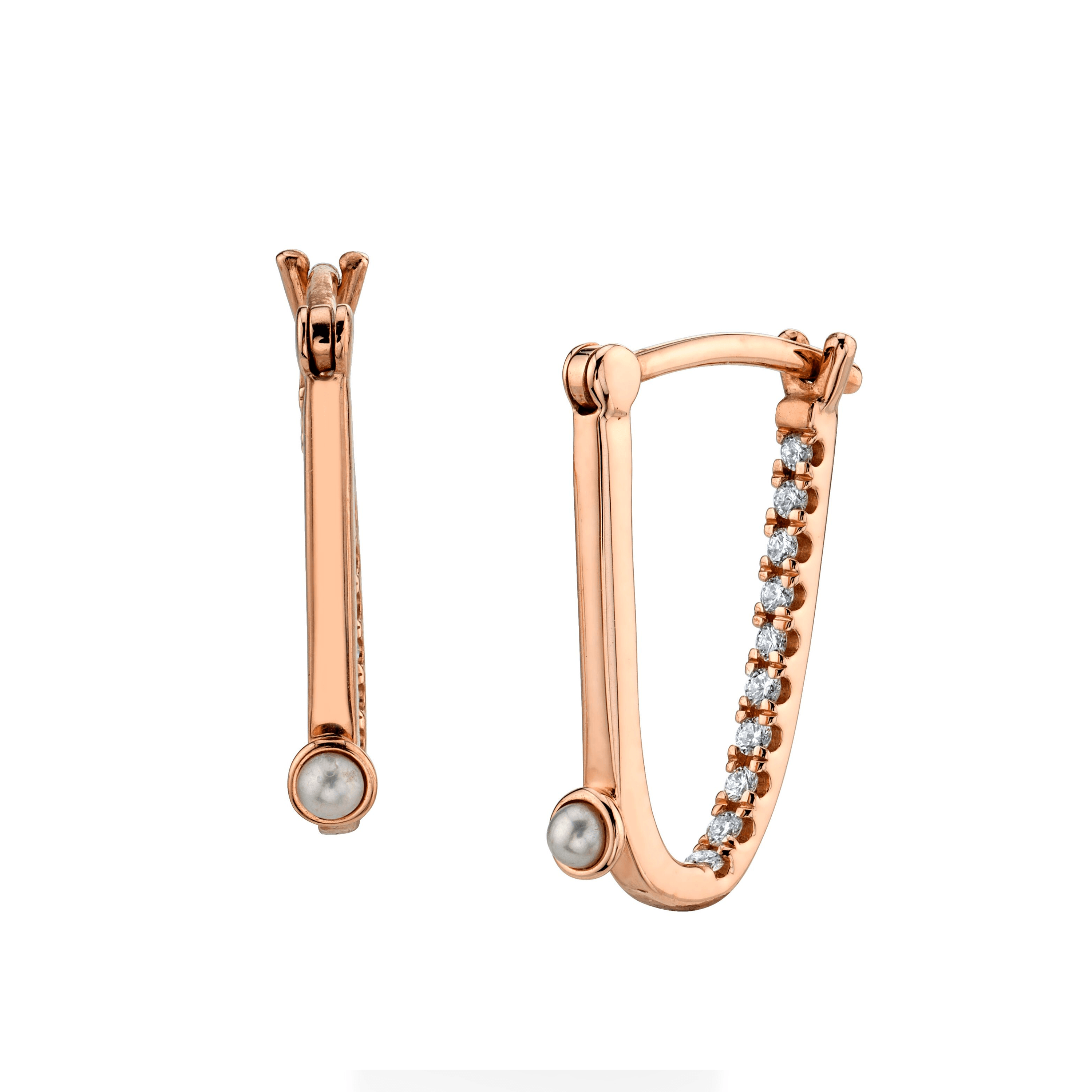Marrow Fine Jewelry Pearl And Diamond Pave Arch Hoop Earrings