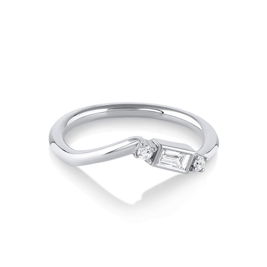 Marrow Fine Jewelry White Diamond Geometric Modern Stacking Wedding Band [White Gold]