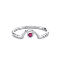 Marrow Fine Jewelry Red Garnet Arch Stacking Band January Birthstone Ring [White Gold]