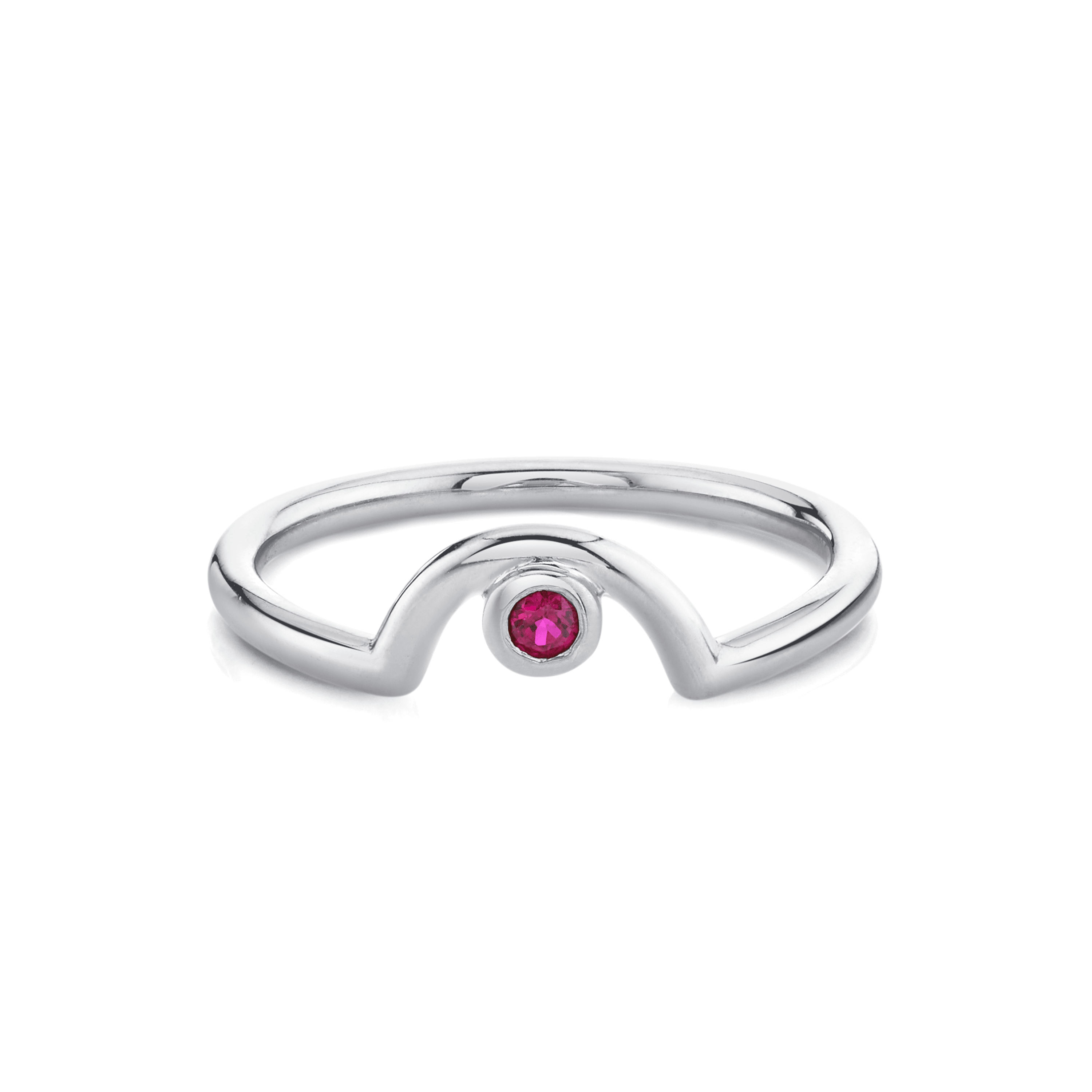 Marrow Fine Jewelry Red Garnet Arch Stacking Band January Birthstone Ring