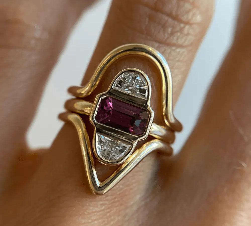 1.24ct Ruby & Half Moon Diamond Ring - Marrow Fine