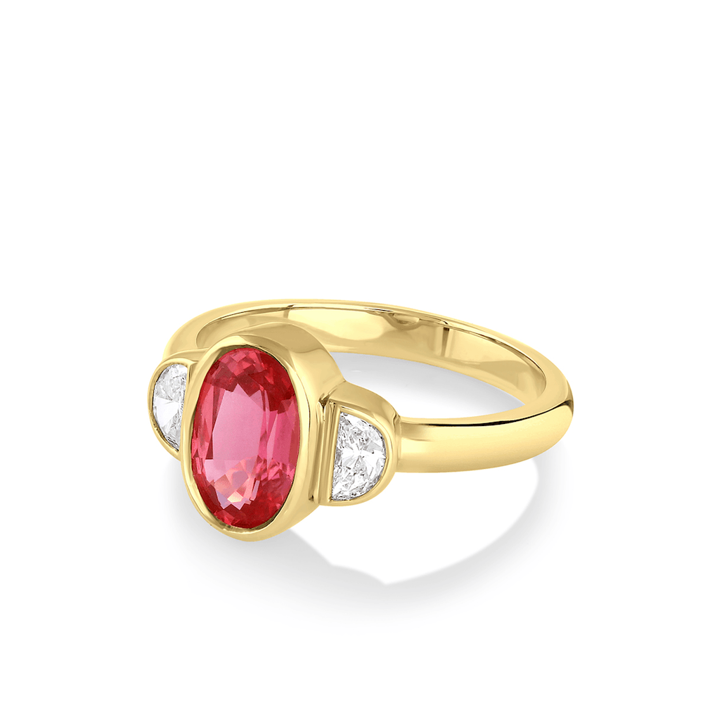 Marrow Fine Jewelry Ruby Diamond Oval Half Moon Ring