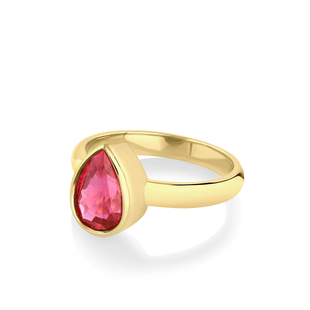 Marrow Fine Jewelry Ruby Pear Bezel Ring