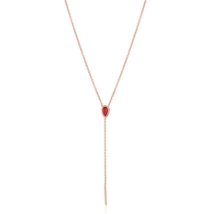 Marrow Fine Jewelry Ruby Stillwater Lariat Layering Necklace [Rose Gold]