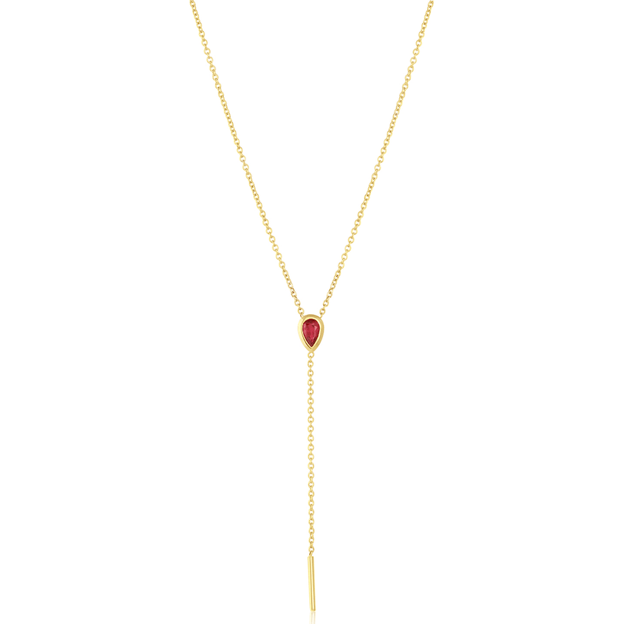 Marrow Fine Jewelry Ruby Stillwater Lariat Layering Necklace [Yellow Gold]