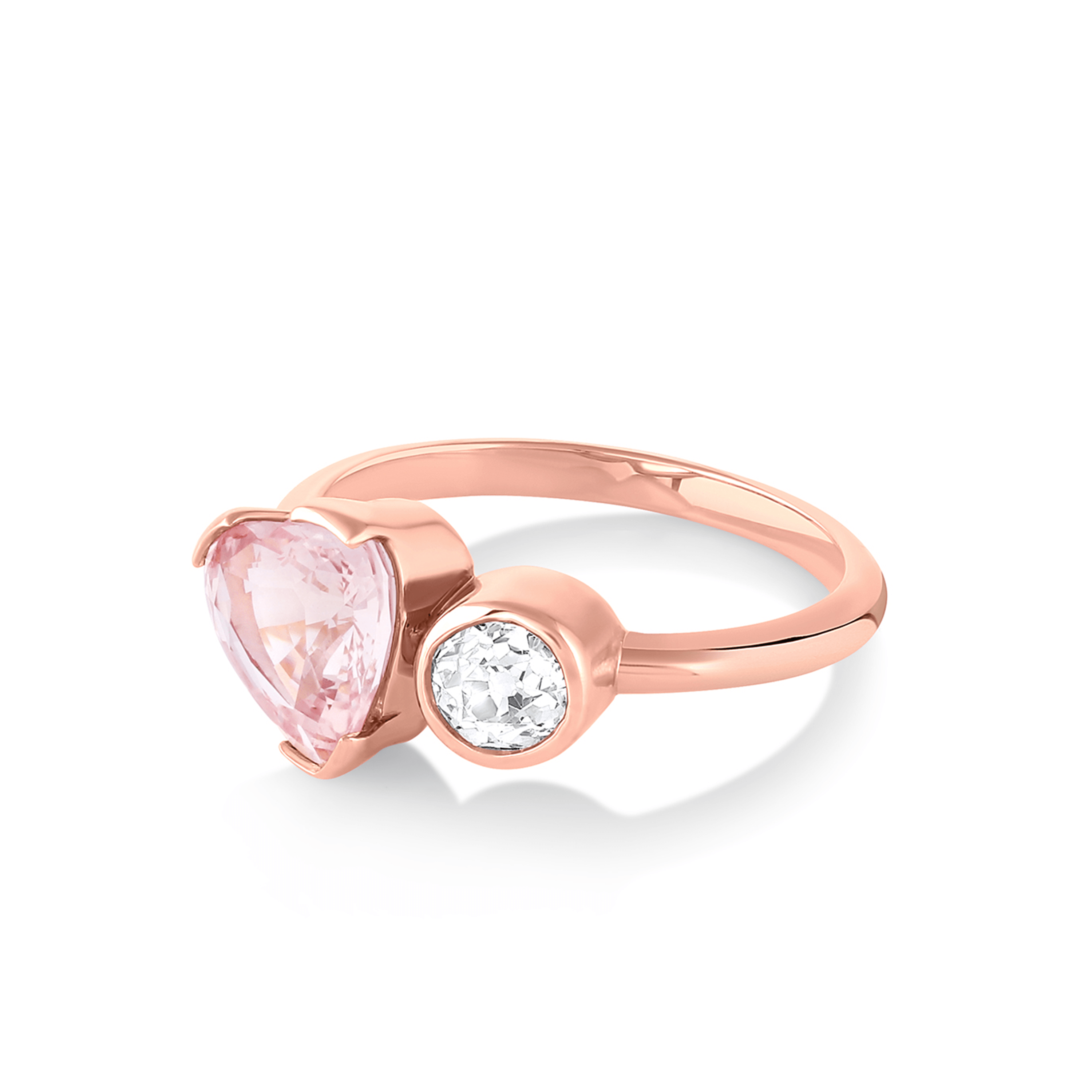 Marrow Fine Jewelry Sapphire Heart And Old Mine Cut Toi et Moi