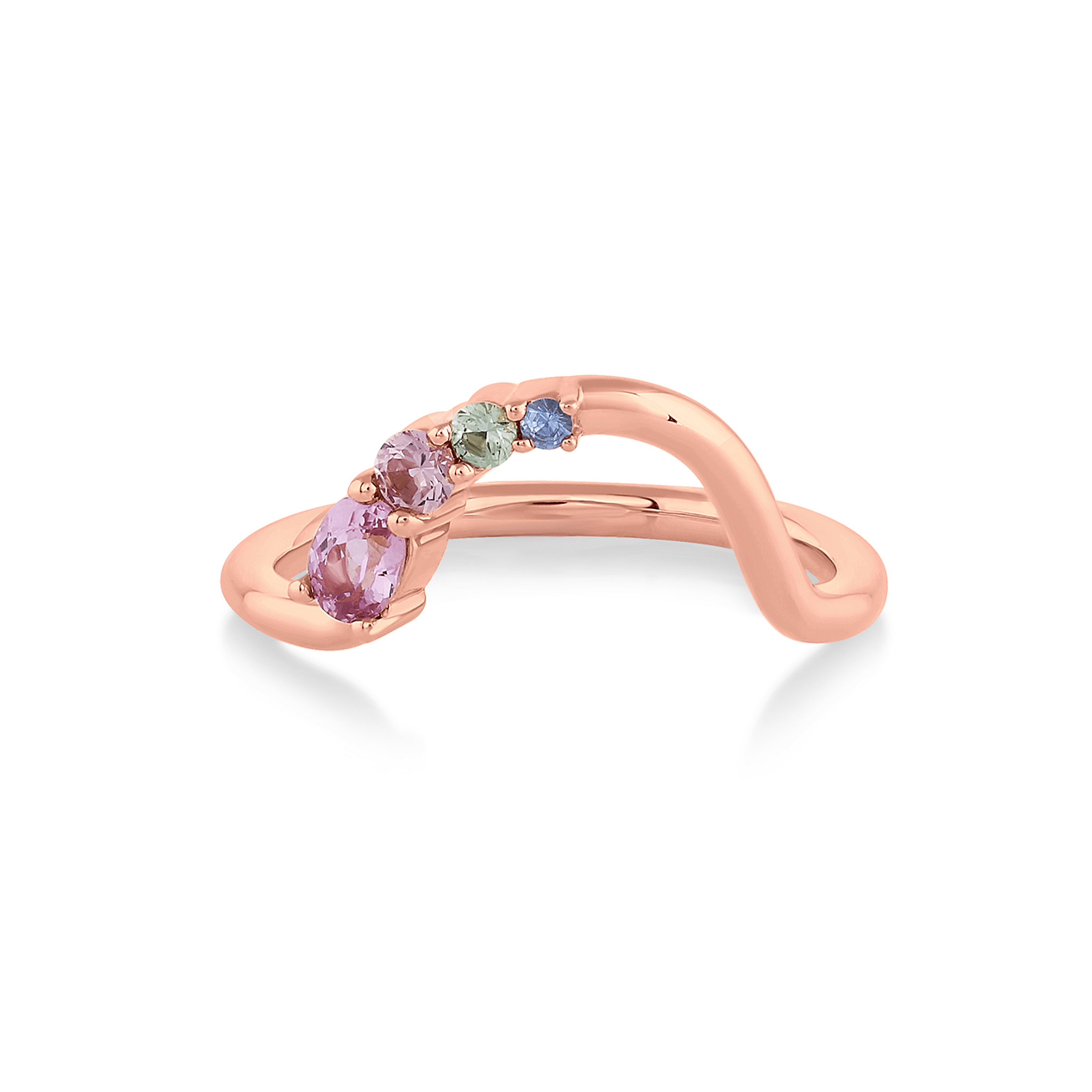 Marrow Fine Jewelry Solid Gold Sri Lankan Pink Blue And Purple Sapphire Wedding Stacking Band