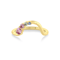Marrow Fine Jewelry Solid Gold Sri Lankan Pink Blue And Purple Sapphire Wedding Stacking Band [Yellow Gold]