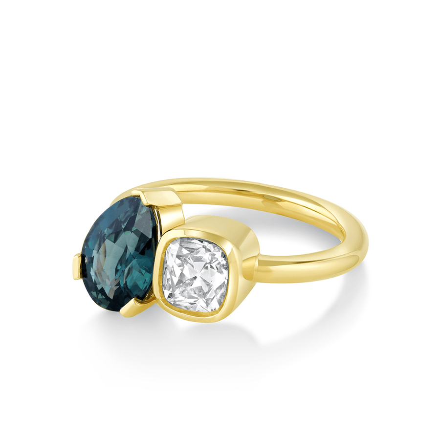 Marrow Fine Jewelry Sapphire White Diamond Toi Et Moi Ring [Yellow Gold]