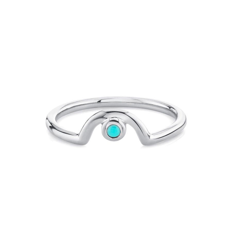 Marrow Fine Jewelry December Birthstone Turquoise Arch Stacking Band [White Gold]