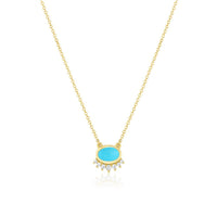 Marrow Fine Jewelry Turquoise And White Diamond Sunrise Choker [Yellow Gold]