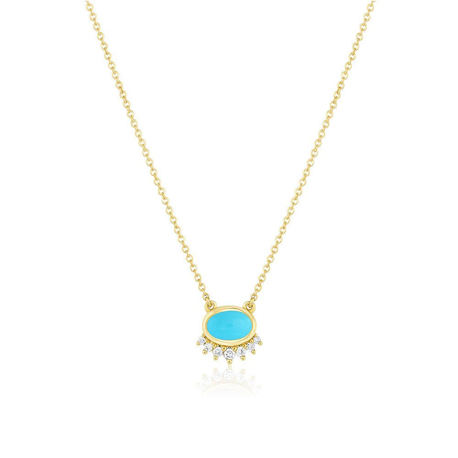 Marrow Fine Jewelry Turquoise And White Diamond Sunrise Choker [Yellow Gold]