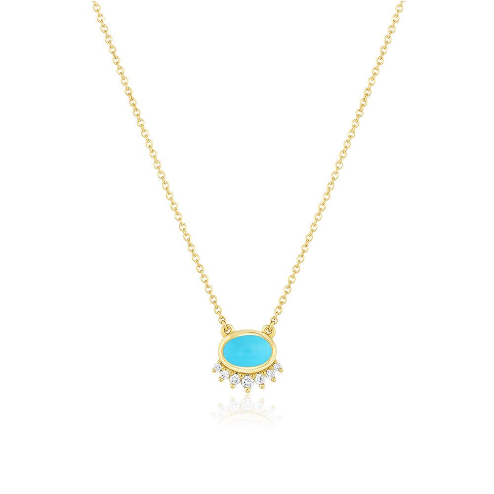 Marrow Fine Jewelry Turquoise And White Diamond Sunrise Choker