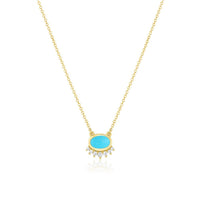Marrow Fine Jewelry Turquoise And White Diamond Sunrise Choker [Yellow Gold]
