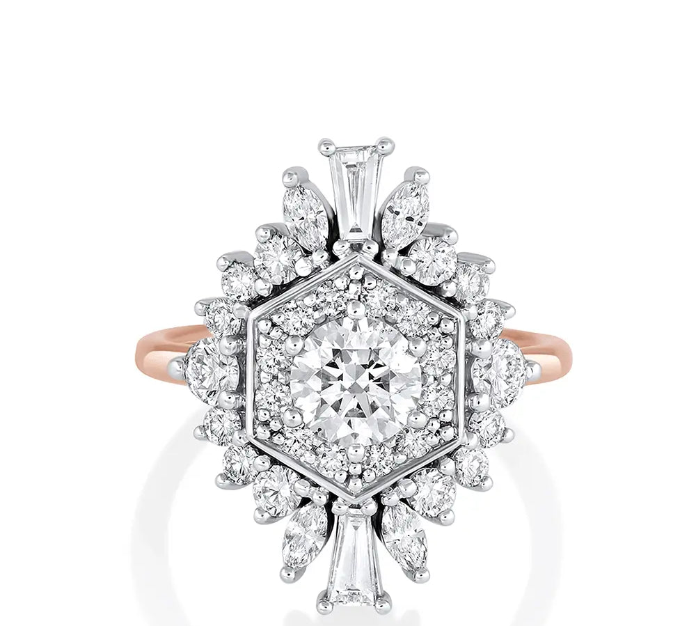 Marrow Fine Jewelry Two-Tone White Diamond Stella Ring [Rose Gold]