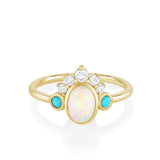 White Diamond Gypset Opal Headdress Ring