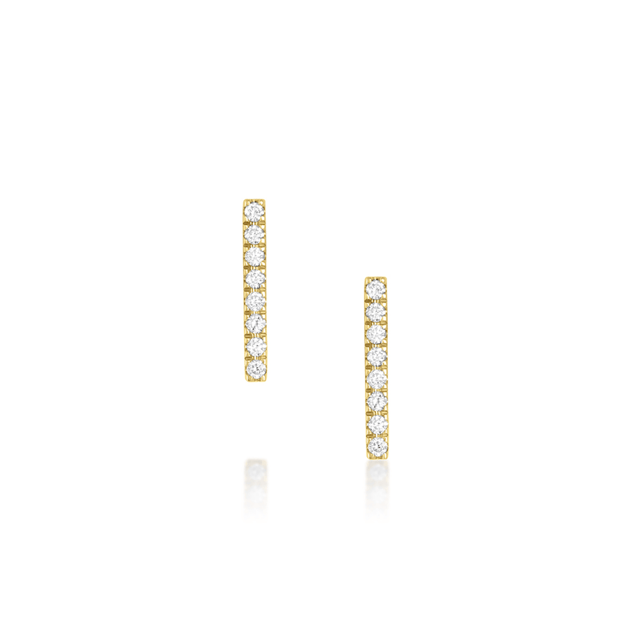 Marrow Fine Jewelry White Diamond Pavé Bar Studs [Yellow Gold]