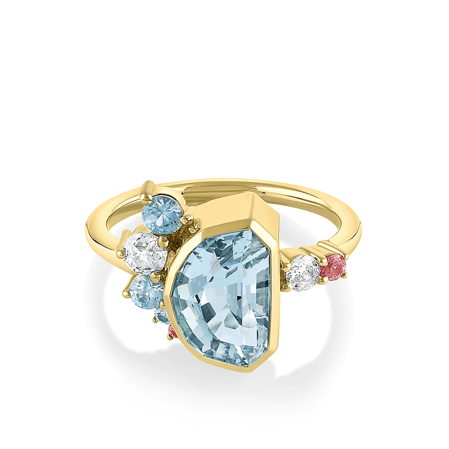 Marrow Fine Jewelry Aquamarine Spray Mermaid Ring [Yellow Gold]