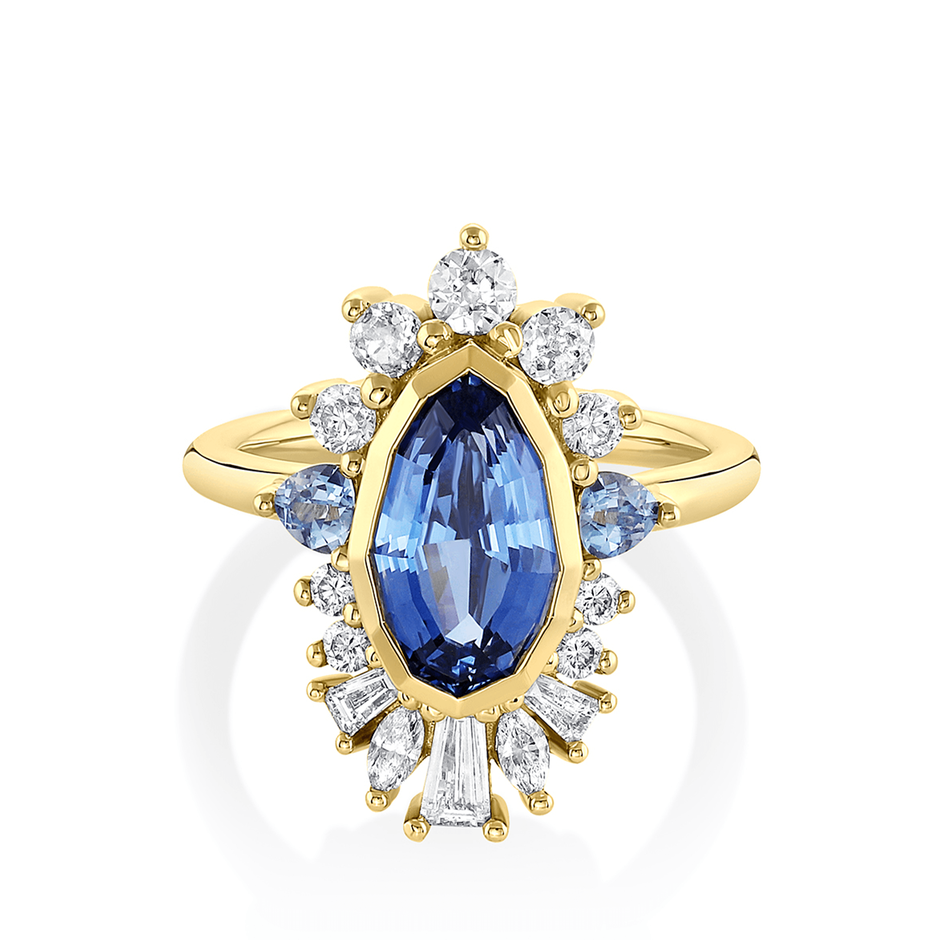 Marrow Fine Jewelry Geo Blue Sapphire With White Diamonds Ballerina Ring
