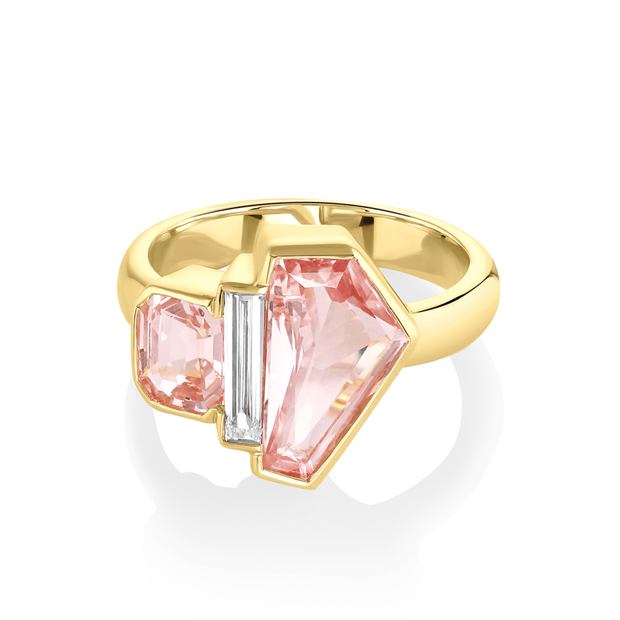 Marrow Fine Jewelry Padparadascha Sapphire Trapezoid Ring [Yellow Gold]