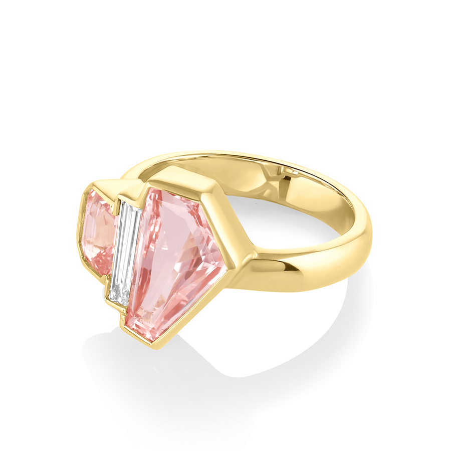 Marrow Fine Jewelry Padparadascha Sapphire Trapezoid Ring [Yellow Gold]