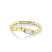 Marrow Fine Jewelry White Diamond Geometric Modern Stacking Wedding Band [Yellow Gold]