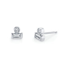 Marrow Fine Jewelry White Diamond Round And Baguette Bezel Stud Earrings [White Gold]