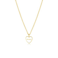 Marrow Fine Jewelry White Mama Heart Pendant Enamel Necklace [Yellow Gold]