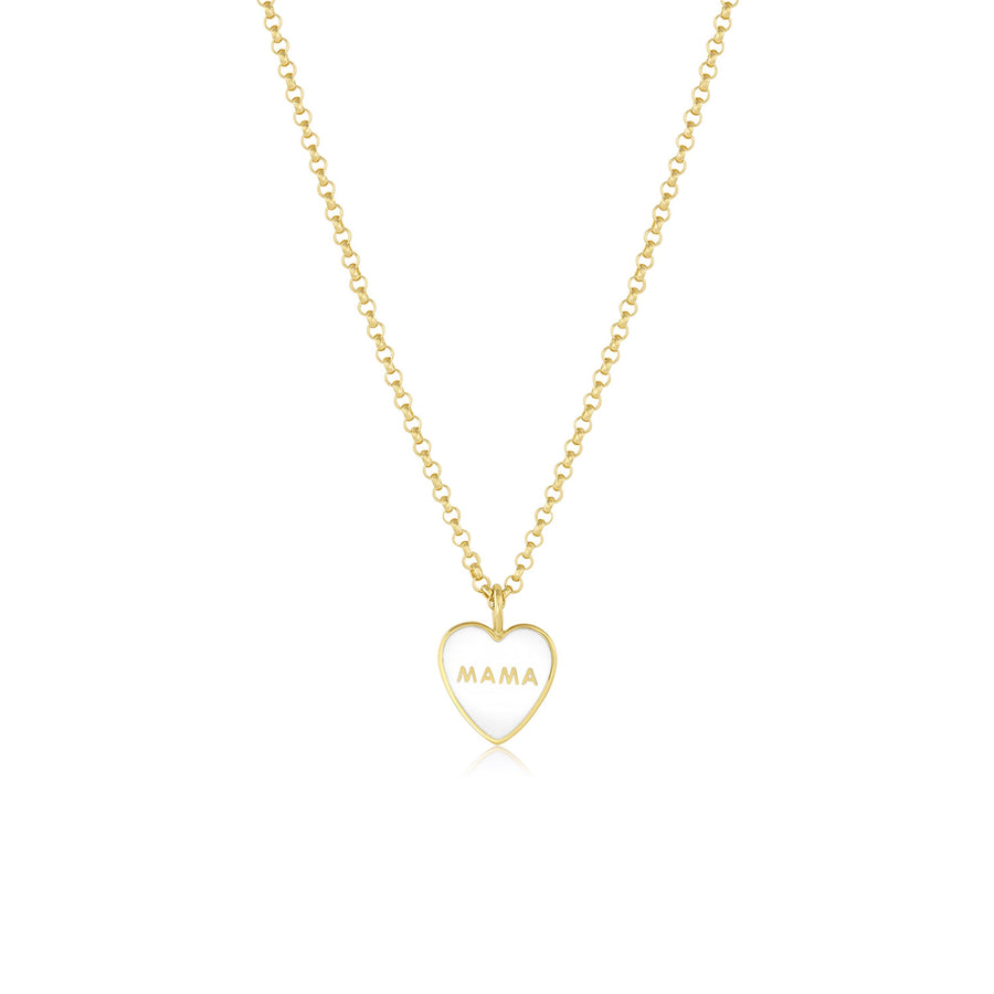 Marrow Fine Jewelry White Mama Heart Pendant Enamel Necklace [Yellow Gold]
