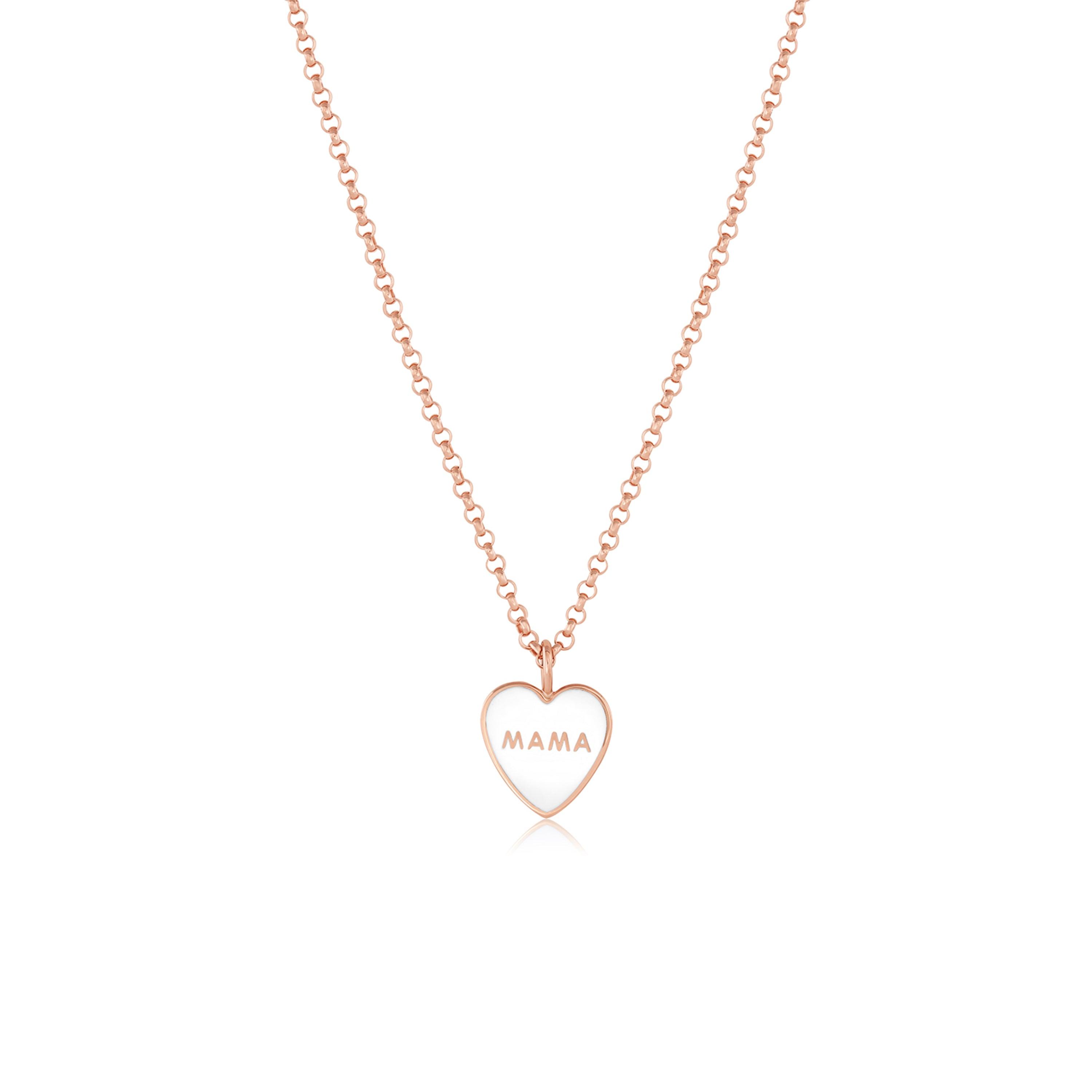 Marrow Fine Jewelry White Mama Heart Pendant Enamel Necklace
