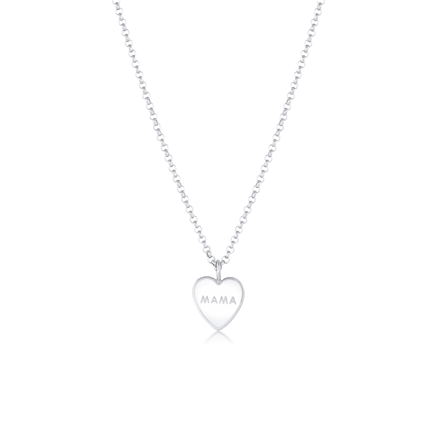 Marrow Fine Jewelry White Mama Heart Pendant Enamel Necklace [Yellow Gold]