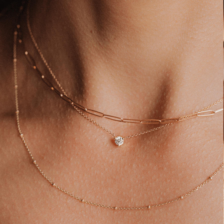 Marrow Fine Jewelry Solid Gold Dainty Paperclip Chain Necklace [Rose Gold]