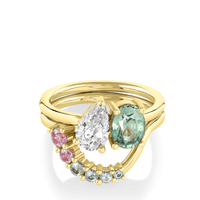 Marrow Fine Jewelry Champagne Diamond Green Sapphire Toi Et Moi Ring [Yellow Gold]