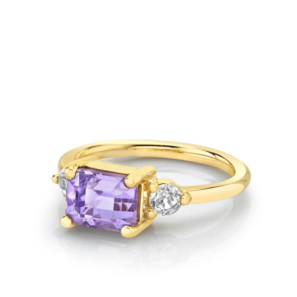Marrow Fine Jewelry Three-Stone Lavender Sapphire Ring