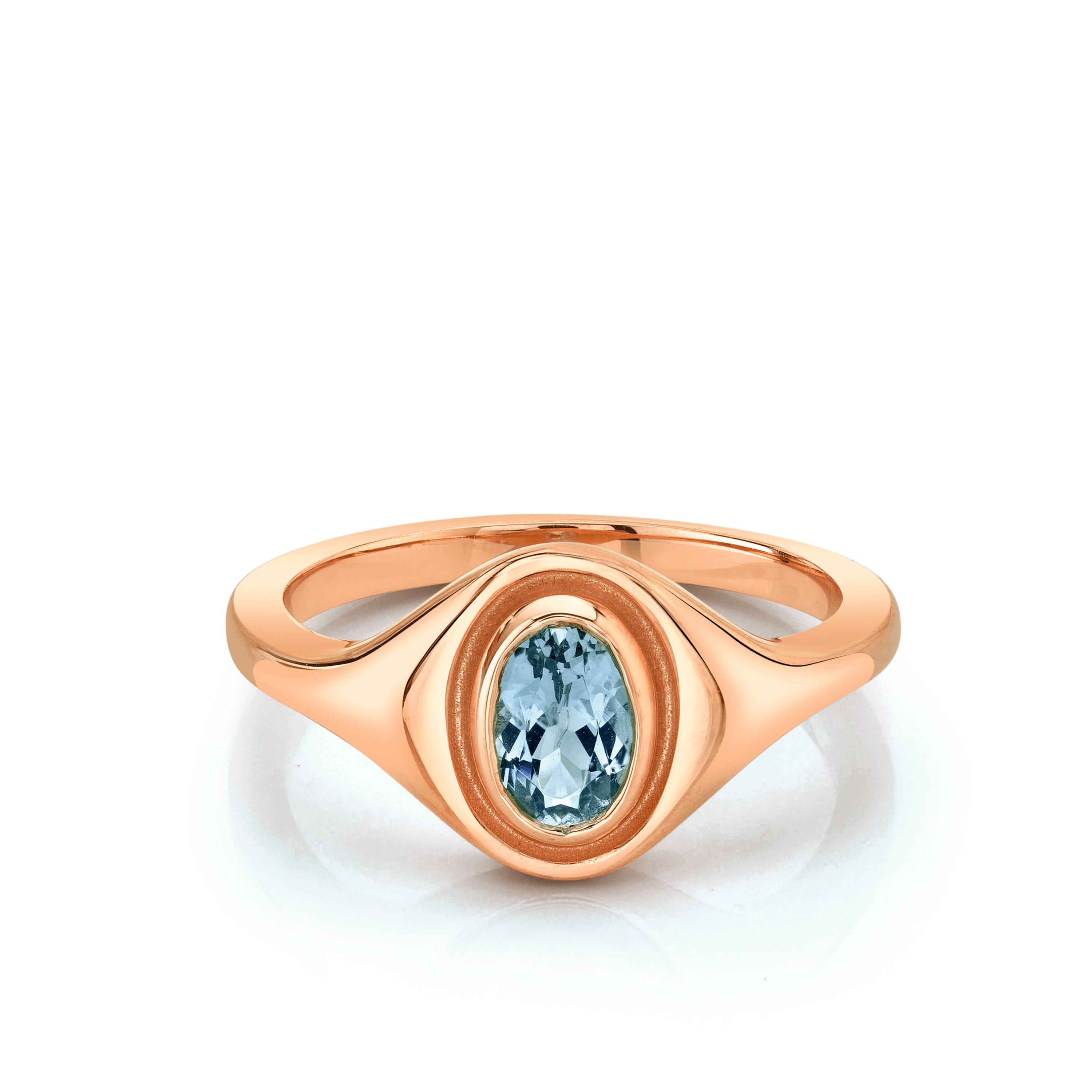 Marrow Fine Jewelry Something Blue Aquamarine Oval Signet Ring