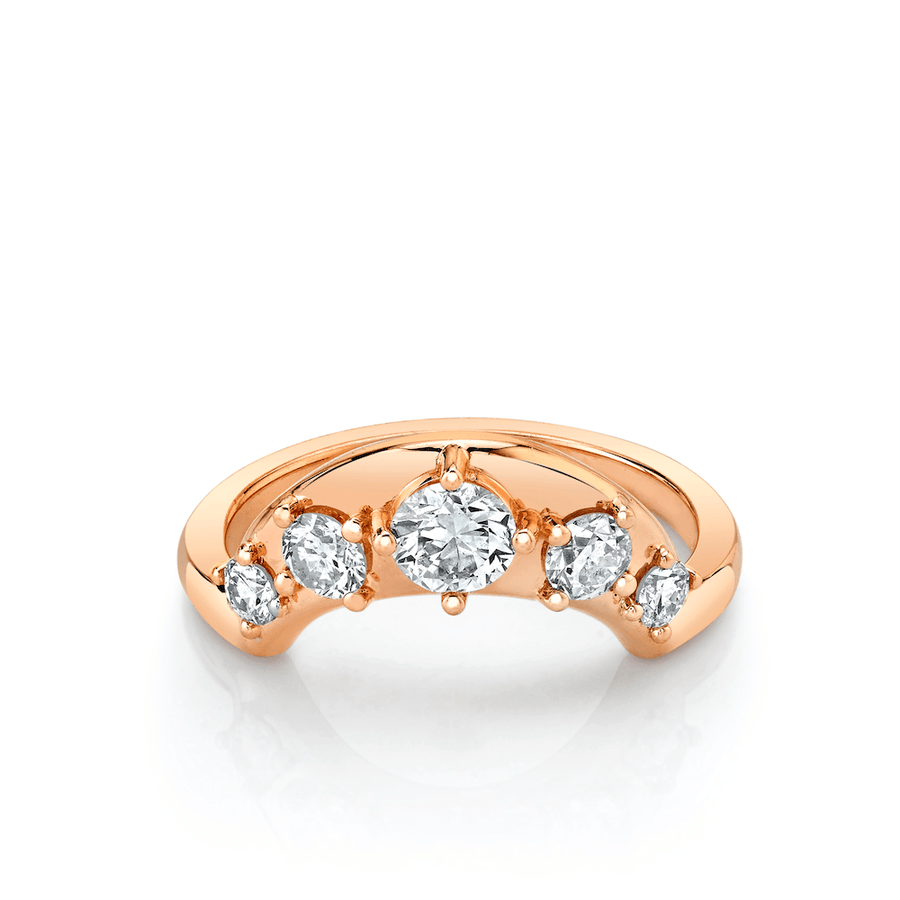 Marrow Fine Jewelry Old Mine Cut White Diamond Solid Gold Arch Stacking Wedding Band [Rose Gold]