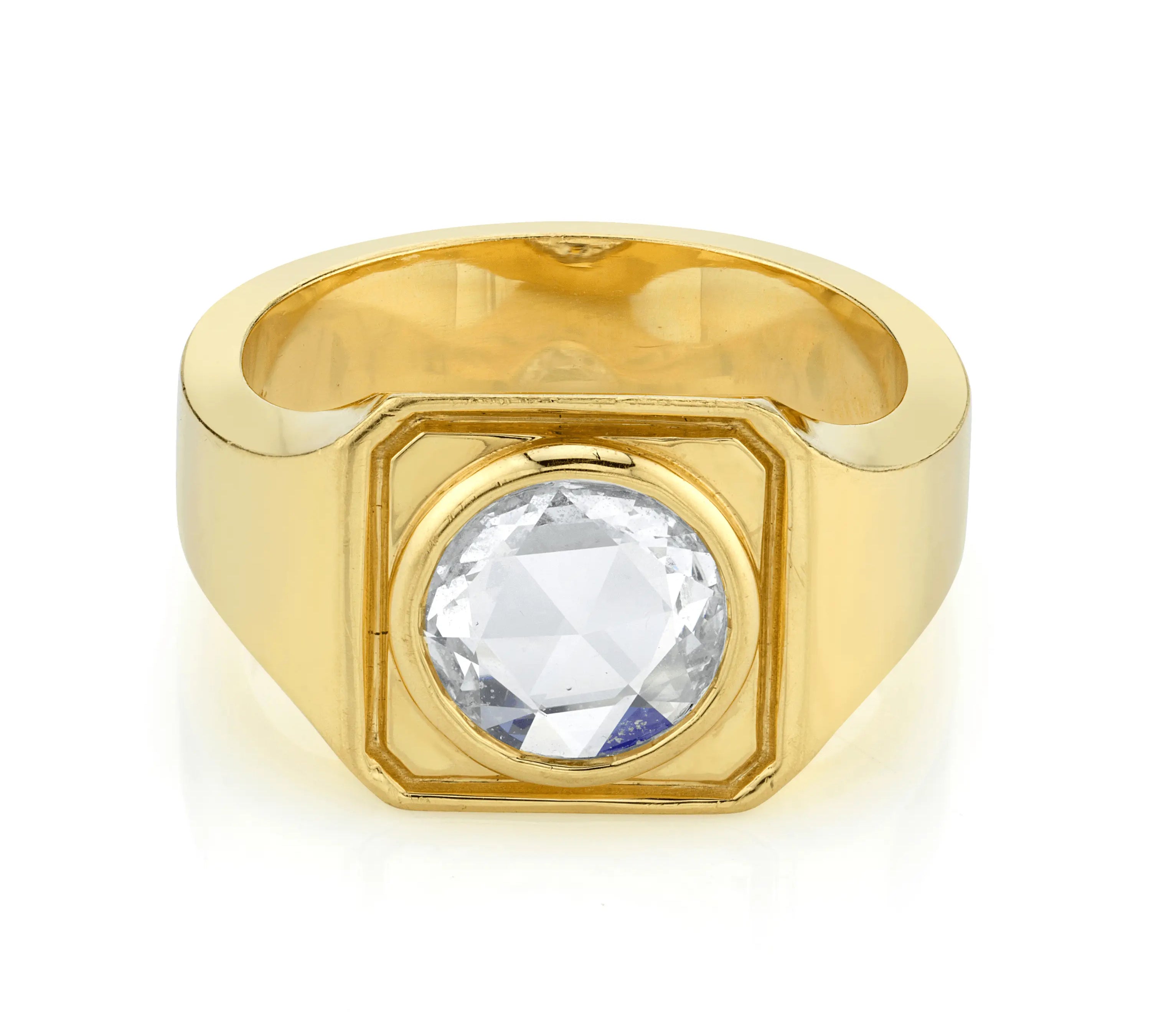 Marrow Fine Jewelry Rose Cut Diamond Signet Band [Yellow Gold]