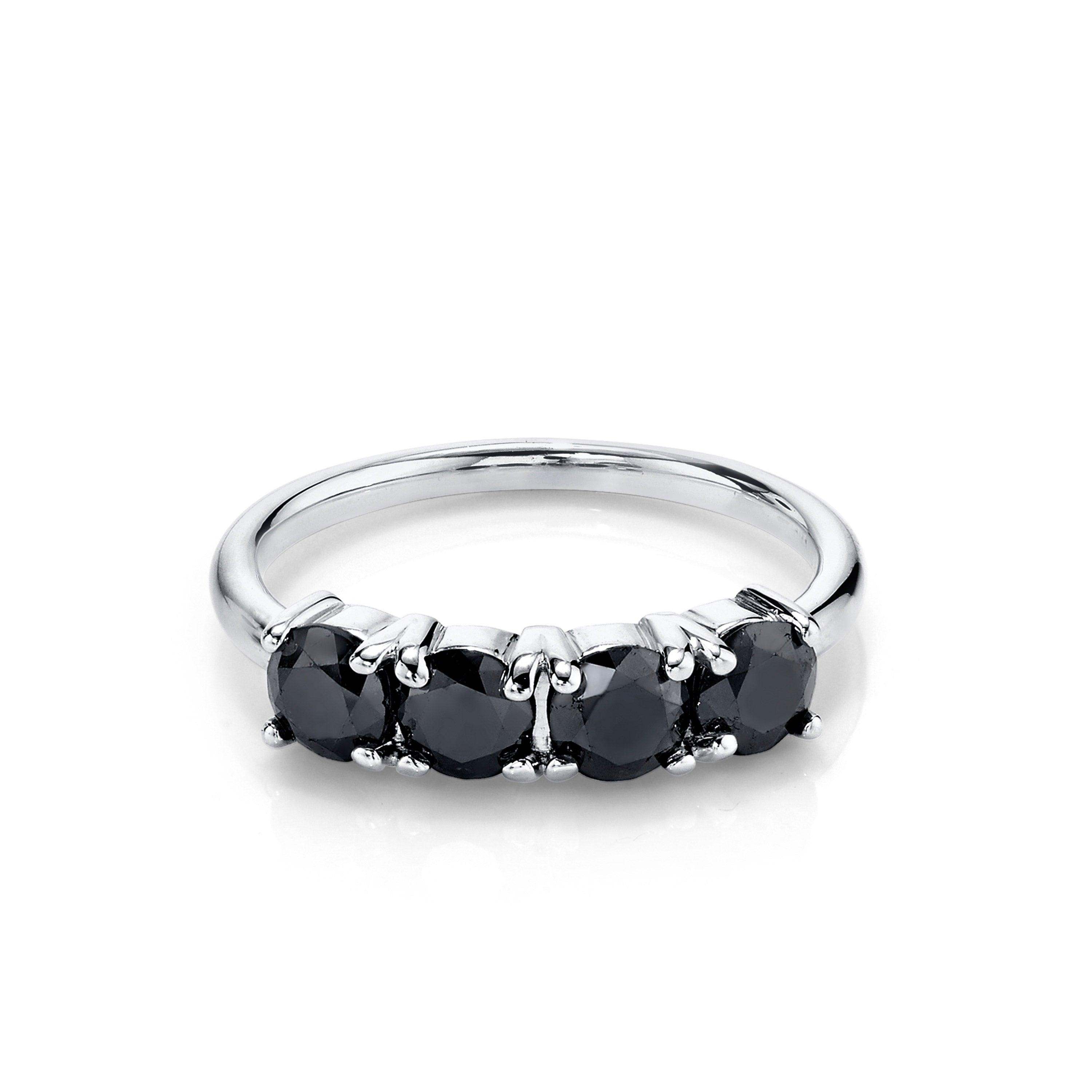 Marrow Fine Jewelry Four Stone Rose Cut Black Diamond Ring