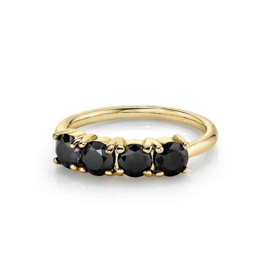 Marrow Fine Jewelry Four Stone Rose Cut Black Diamond Ring [Yellow Gold]