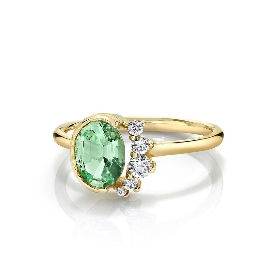 Marrow Fine Jewelry Mint Garnet White Diamonds Spray Ring [Yellow Gold]