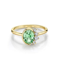 Marrow Fine Jewelry Mint Garnet White Diamonds Spray Ring [Yellow Gold]