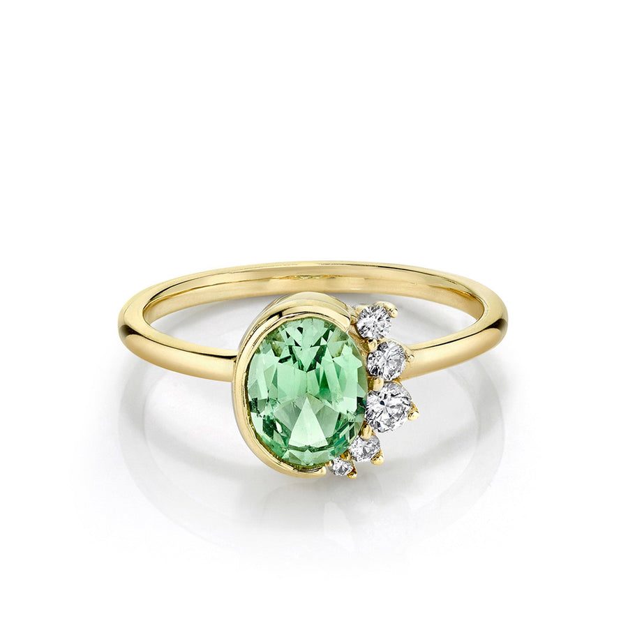Marrow Fine Jewelry Mint Garnet White Diamonds Spray Ring [Yellow Gold]