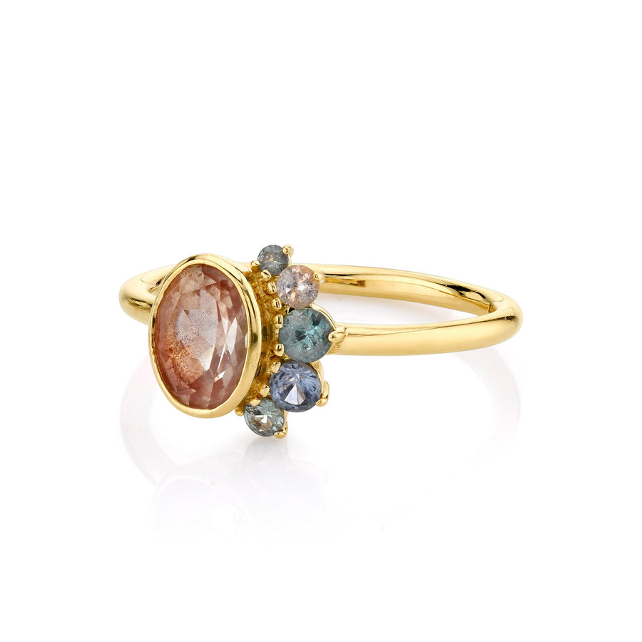 Marrow Fine Jewelry Bezel Set Oregon Sunstone And Montana Sapphire Spray Ring [Yellow Gold]