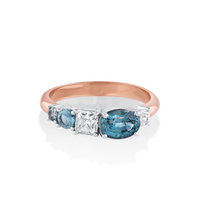 Marrow Fine Jewelry Monta Montana Sapphire And French Cut Diamond Linear Ring [Rose Gold]