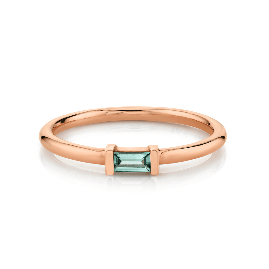 Marrow Fine Jewelry Blue Montana Sapphire September Birthstone Straight Baguette Stacking Band [Rose Gold]