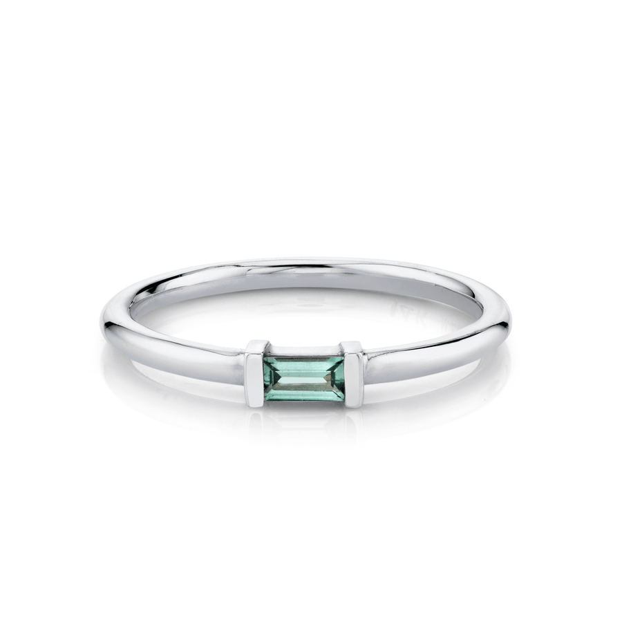 Marrow Fine Jewelry Blue Montana Sapphire September Birthstone Straight Baguette Stacking Band [White Gold]