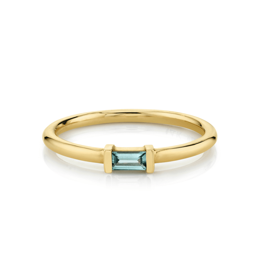 Marrow Fine Jewelry Blue Montana Sapphire September Birthstone Straight Baguette Stacking Band [Yellow Gold]